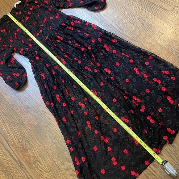 NEW Zara Oversized Floral Embroidered Sheer Dress Black Red Bloggers Favorite - Picture 9 of 13